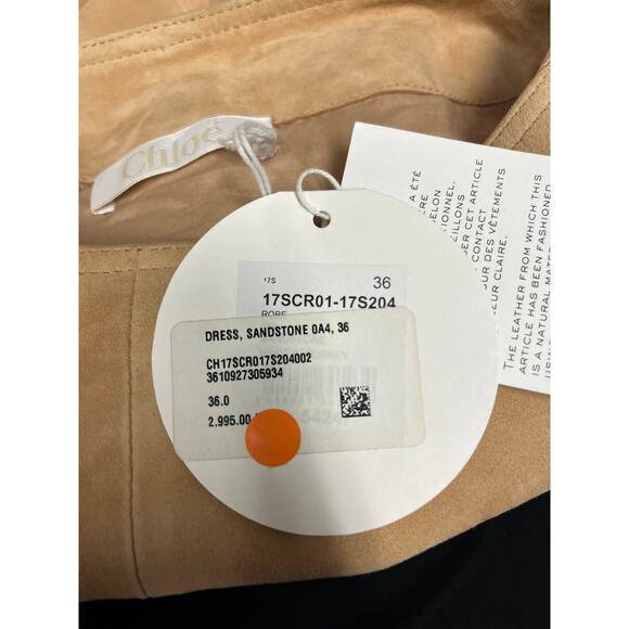 CHLOE Beige 100% Lambskin Suede Paneled 3/4 Sleeve Boat Neck Jacket Top 36 US 4 - Picture 4 of 5